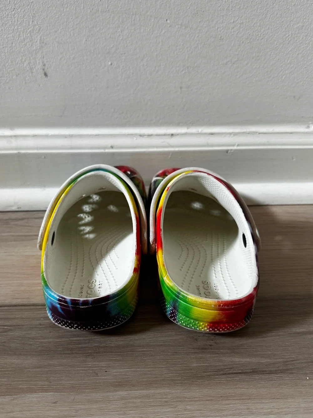 CROCS Kids Tie-Dye Rainbow Clog with White Strap